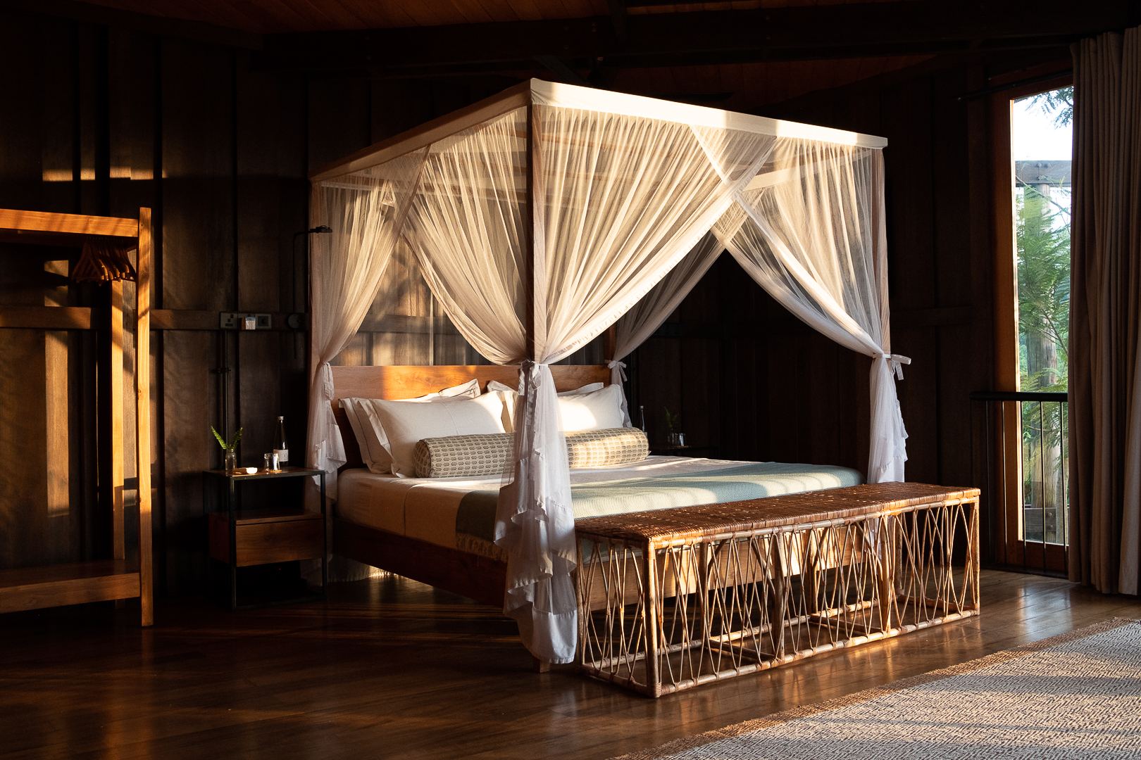 King bed at sunrise