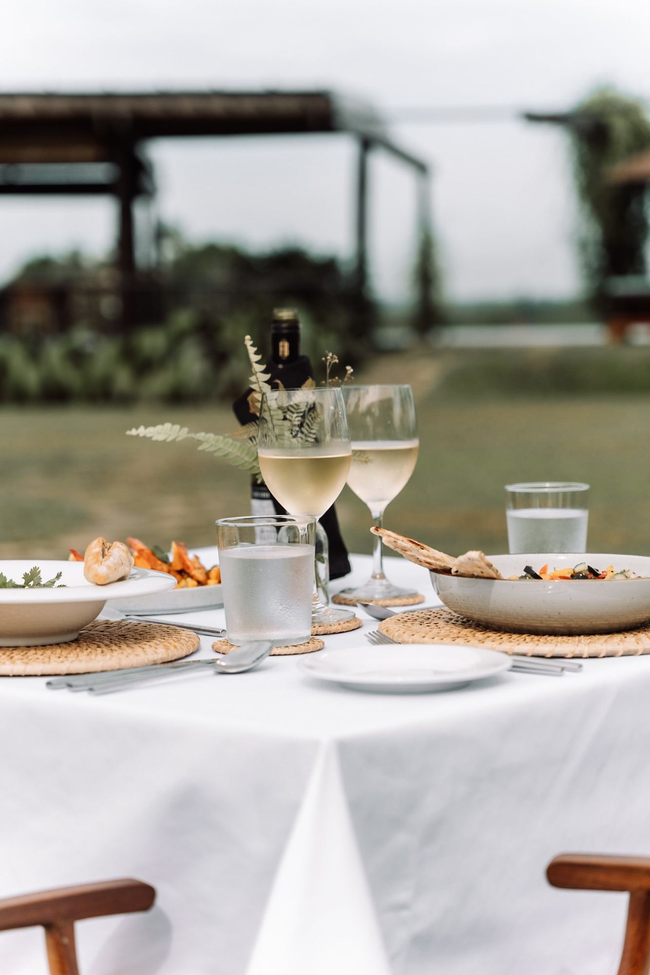 An outdoor dining table at the Round House