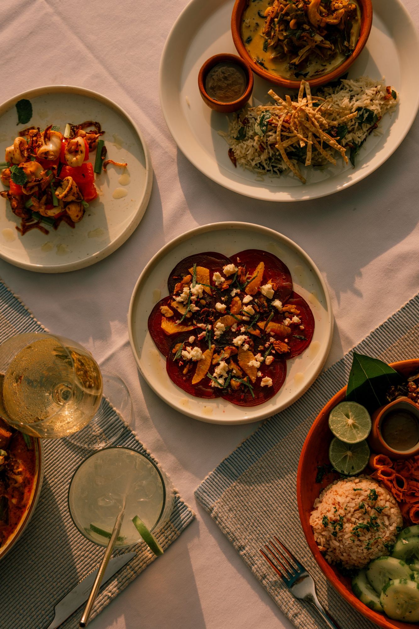 A Sri Lankan rice and curry spread